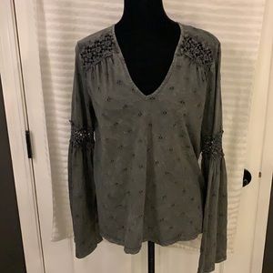 Anthropologie Eri + Ali Bell Sleeved Eyelet Top.
